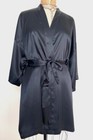 Victoria's Secret Black Satin Polyester Izabella Short Robe Tie Waist One Size — photo 3