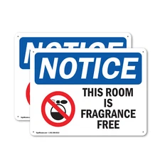 (2 Pack) This Room Is Fragrance Free OSHA Notice Sign Decal Metal Plastic