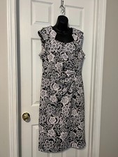 Shelby & Palmer Navy & White Stretch Floral Work Dress Sz 14