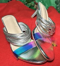 New Women’s Sz 9 M Rainbow Band Bangle Ankled 2.5 In Heels Shiny
