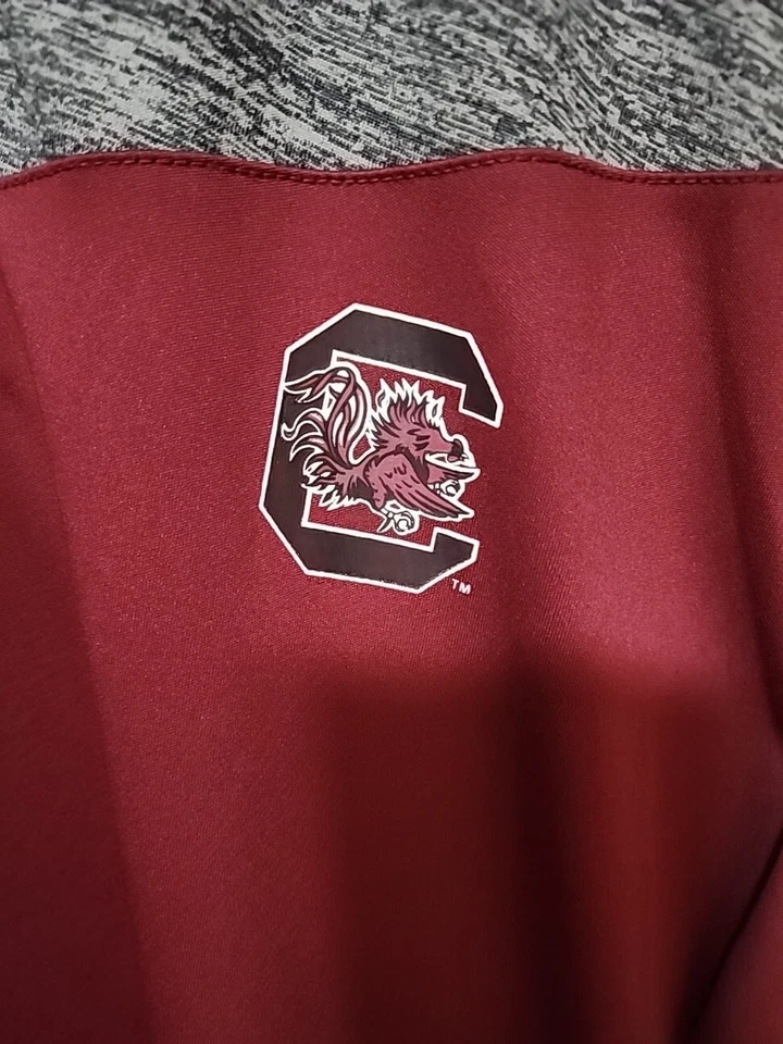 Men's Colosseum NCAA South Carolina Gamecocks 2-Side Polo Shirt Garnet/Gray Sz L - Image 3 of 4