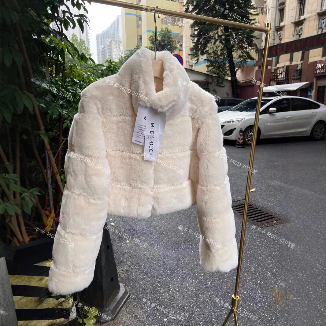 OFF WHITE 2025 Pelliccia Invernale Cappotto Donna Pelliccia di Volpe Corto Abito Scialle Giacca Pelliccia