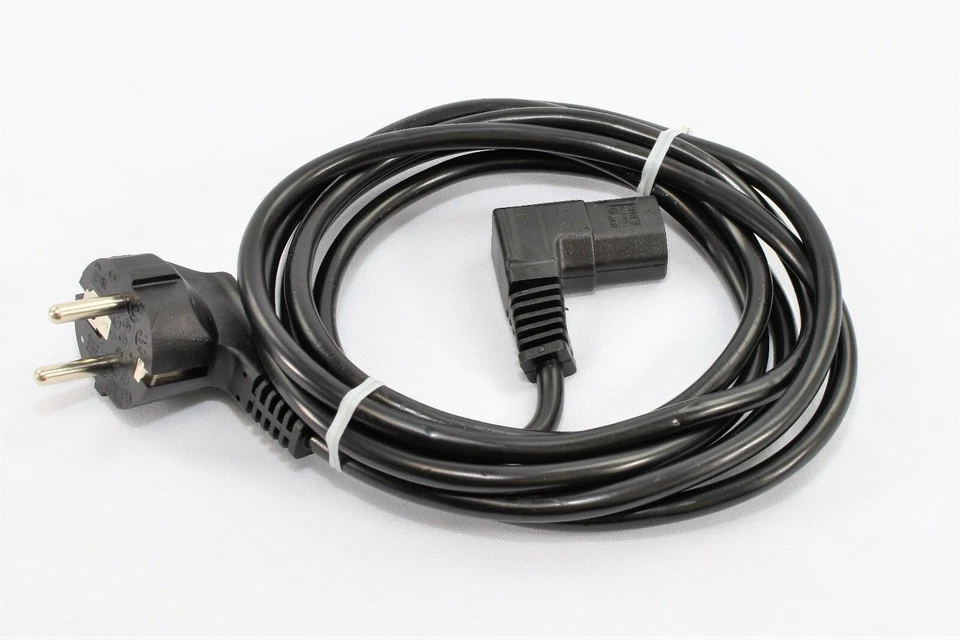 Kaltgerätekabel Monitor Netzkabel PC Stromkabel Schuko - abgewinkelt -