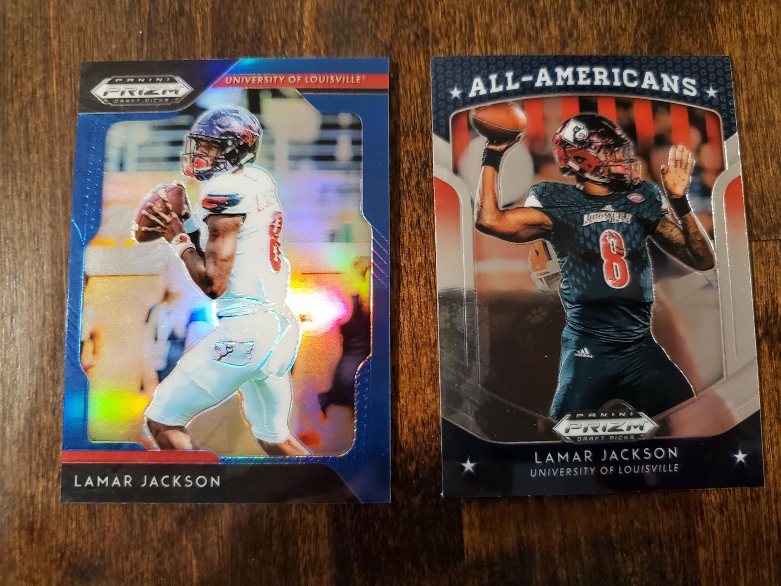 (LOT OF 2) Lamar Jackson 2019 Prizm Draft Picks  Blue Prizm SP All-Americans