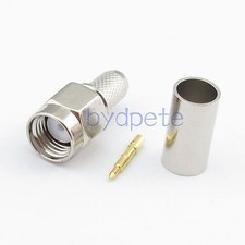 Nickel plated SMA male plug RF Connector crimp for RG142 RG400 LMR195 RG58 Cable