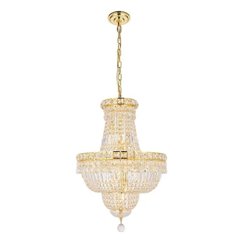 Elegant Lighting Tranquil 12-Light Crystal & Steel Chandelier in Gold - Picture 1 of 9