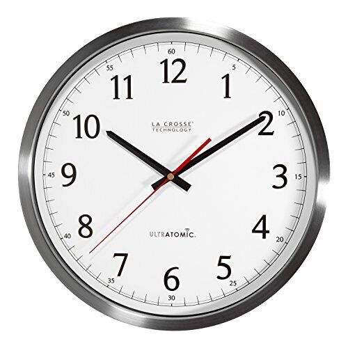 WALL CLOCK UltrAtomic Analog Stainless Steel 14 Inch LA CROSSE TECHNOLOGY - Picture 1 of 5