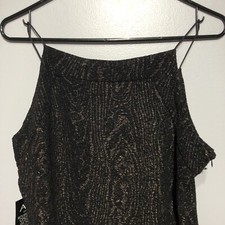 AX Paris Bodycon Dress womens 14 Black Gold Metallic Stretch Party Club