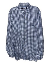 Ralph Lauren Chaps Blue Striped Button Front Shirt Size XL