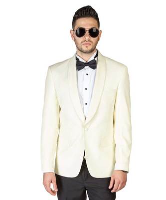 Ivory Slim Fit Button Shawl Lapel Collar Tuxedo Dinner Jacket Modern AZAR  MAN