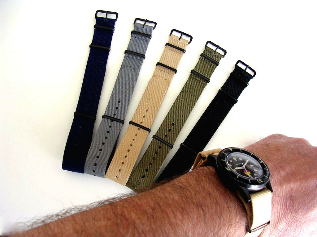 16mm Green NATO G10 Nylon Watch Band Strap MoD RAF Bonded IW SUISSE 18 20 22 24 - Foto 3