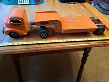 Smith Miller 1949 GMC Truck Fruehauf Flat Bed Trailer Orange Hauler Smitty Toys