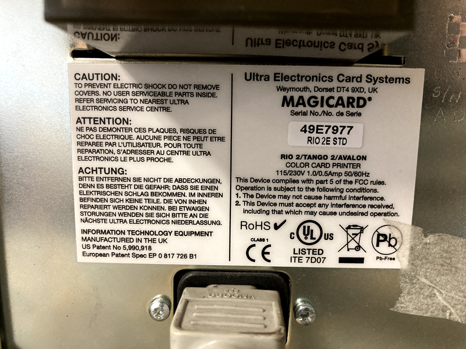 Magicard Rio 2E Color ID Printer w/Power Cord & USB Cable | eBay