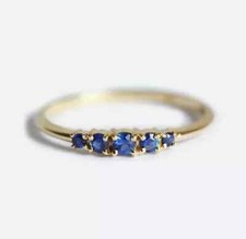 Wedding Band Ring 2Ct Round Cut Lab-Created Blue Sapphire 14K Yellow Gold Plated