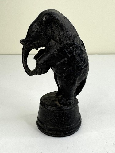 Vintage Cast Iron Coin Bank Elephant  Standing On Tub - 5 Inches Tall