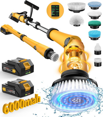 Electric Spin Scrubber Extra Large Brush Q3,6000 Mah Best Battery Power Scrubber