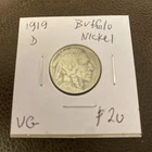 1919 D Buffalo Nickel. VG. $20