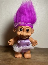 Vintage Russ Troll Doll Ballerina 8" Pink Hair Brown Eyes Very Good Condition