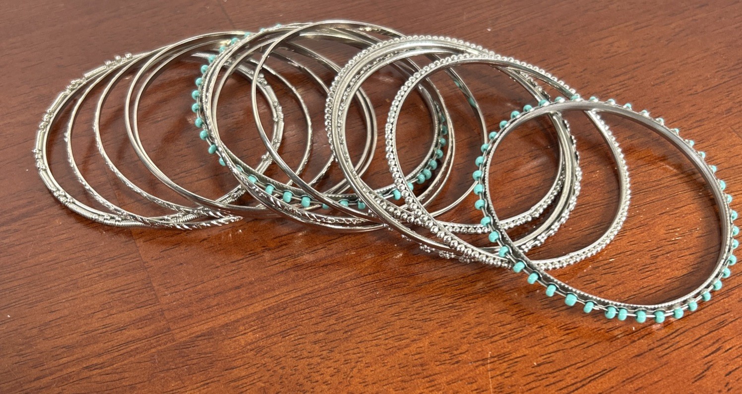 Silver Tone Stackable Metal Bangles Bracelets Tex… - image 6