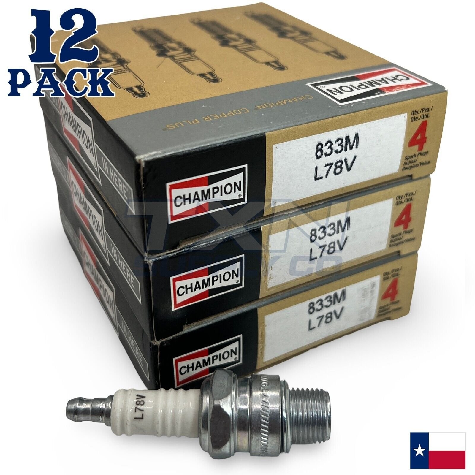 Champion 833M Marine Spark Plug L78V - 12 Pack