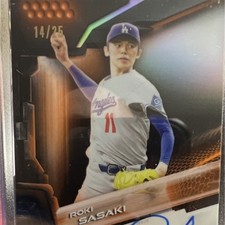 Topps 2026 Chrome Black Roki Sasaki Dodgers Auto True Orange /25-Encased!!!