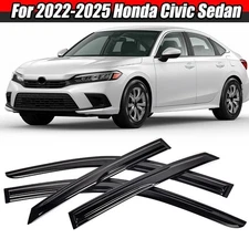 For 22-25 Honda Civic Sedan Window Visor Vent Deflector JDM 3D WAVY Mugen Style