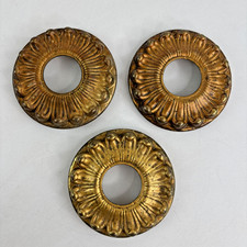 3 Matching Pressed Brass Bobeche Socket Cover for Chandelier Pan Light Flower
