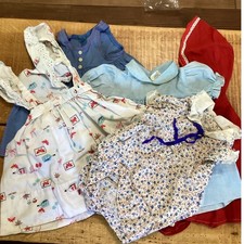 Vintage Baby Doll Toddler Clothes Lot Red Hooded Cape Novelty Print Dress Romper