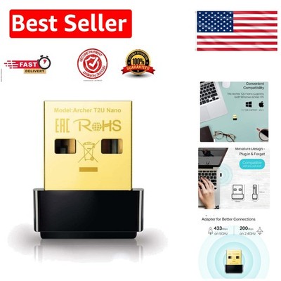 Sleek Nano AC600 USB WiFi Adapter - High Speed Connectivity for Windows and Mac