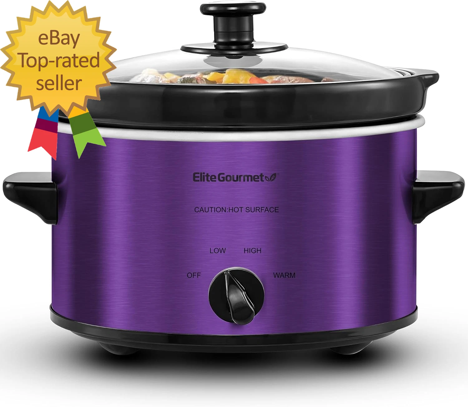 MST 275XP Electric Oval Slow Cooker 2Qt Capacity Purple removable stoneware pot