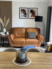 Sofology Fellini Tan Leather Sofa 2 Seater