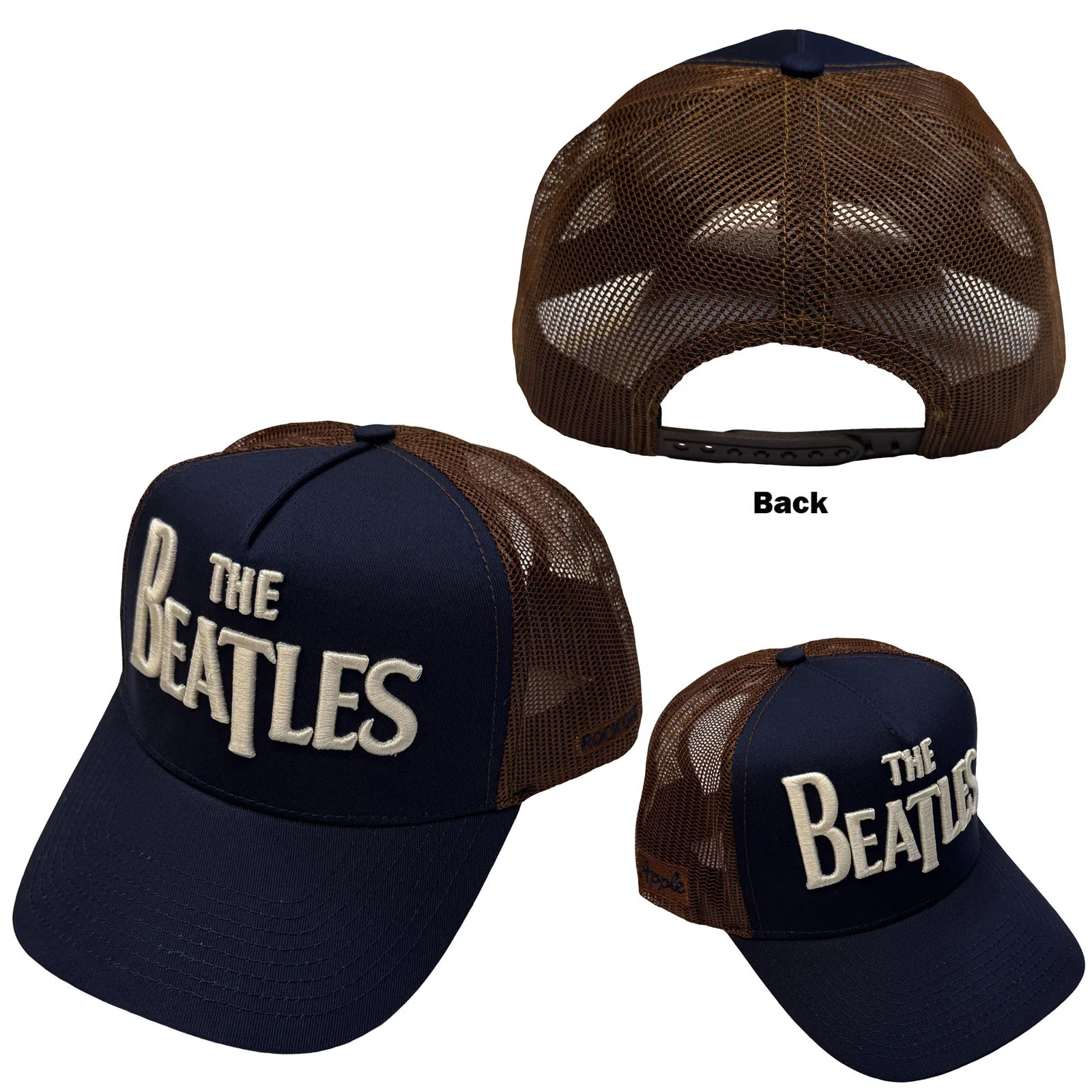 The Beatles Drop T Logo & Apple Official Blue,Brown Baseball Cap - Image 2