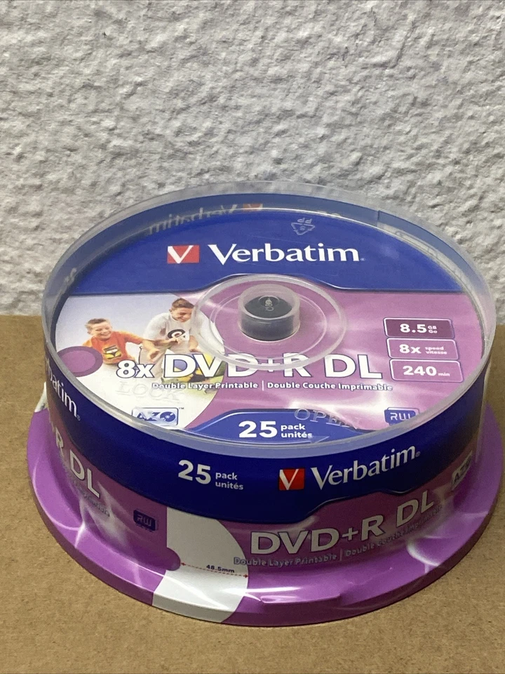 50x Verbatim 8x DVD+R 8,5 GB DL Double Layer Bedruckbar auf Spindel -NEU - Bild 2 von 4