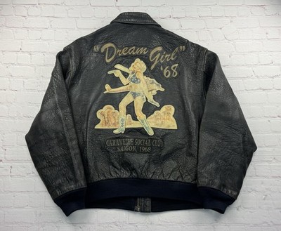 AVIREX U.S.AAF TYPE A-2 Men's Flight Jacket Leather Caravelle Social DREAM GIRL