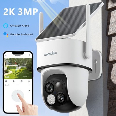 Wansview Wireless IP WIFI Camera Outdoor PTZ Smart Home Security Dual lens 2K
