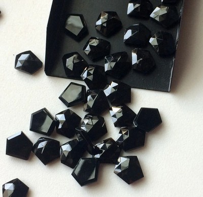 14-16mm Black Onyx Rose Cut Cabochon, Black Onyx Fancy Cut