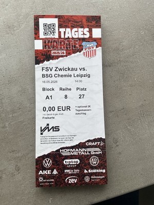 Sammlerticket FSV Zwickau vs BSG Chemie Leipzig
