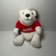 Coke Coca Cola 1997 Bean Bag Plush Polar Bear with Bottle and Red Shirt 6" VTG