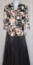 Alex Evenings Floral Jacket  Tank Top Set Petites LP Black Pink Formal 2pc