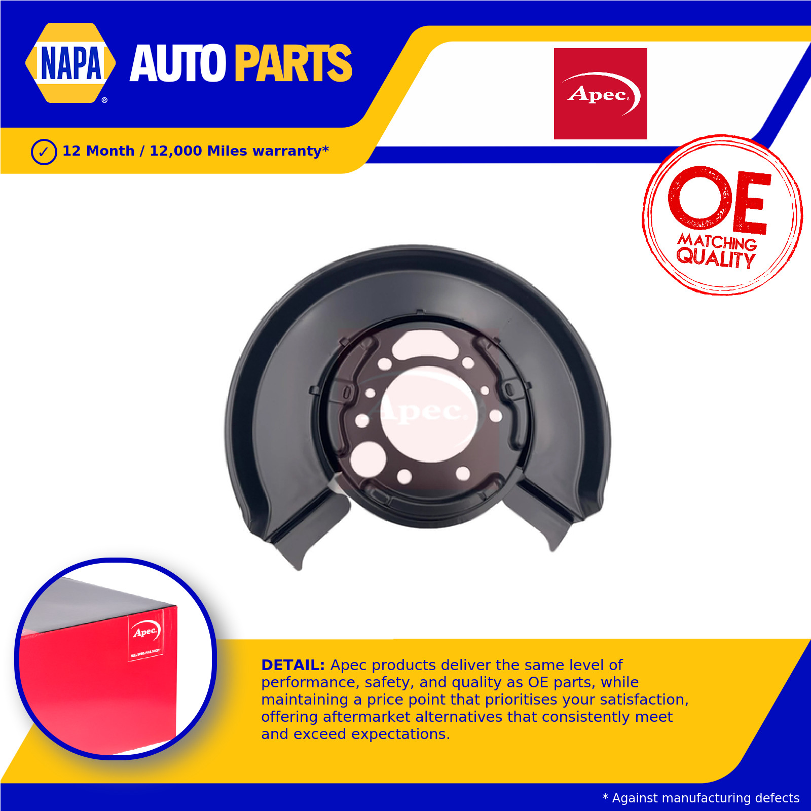 Brake Disc Splash Panel Rear Left ASG1173 Apec Guard Plate 9014201044 Quality