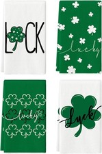 Green Clover Shamrock Lucky St. Patrick's Day Kitchen Towels Dish Towels 18x26