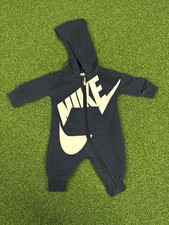 Baby Nike Logo Sleeper Size Newborn Footie One Piece Pajama Zipper Navy Blue