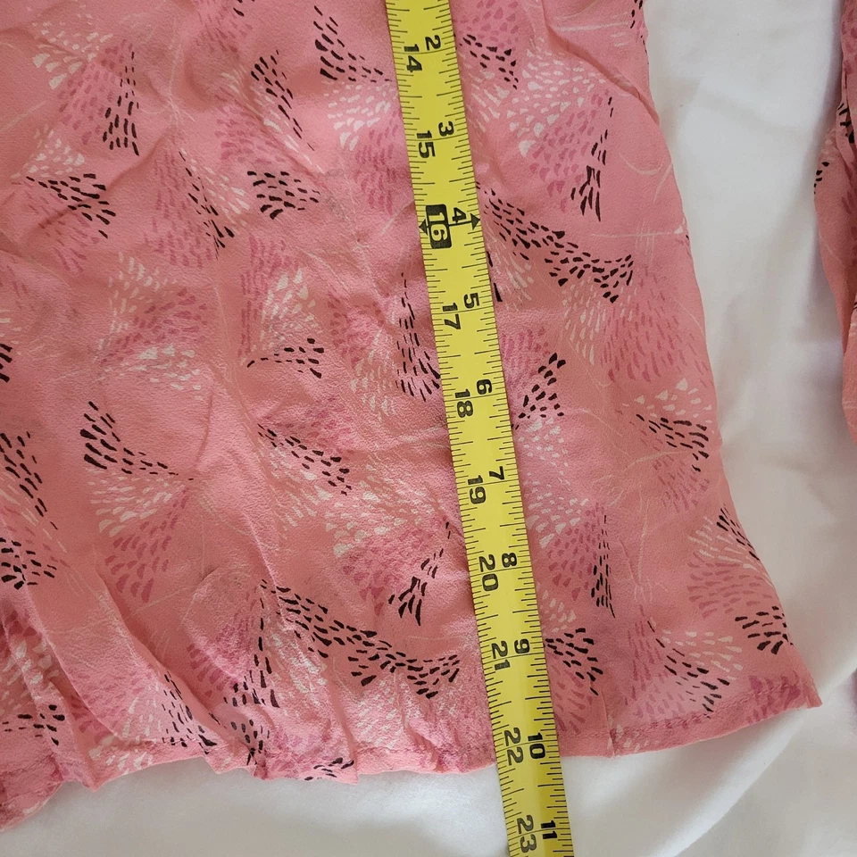 Blusa de seda feminina Y2K The Limited tamanho M rosa forrada transparente laço frontal mola macia - Imagem 4 de 4