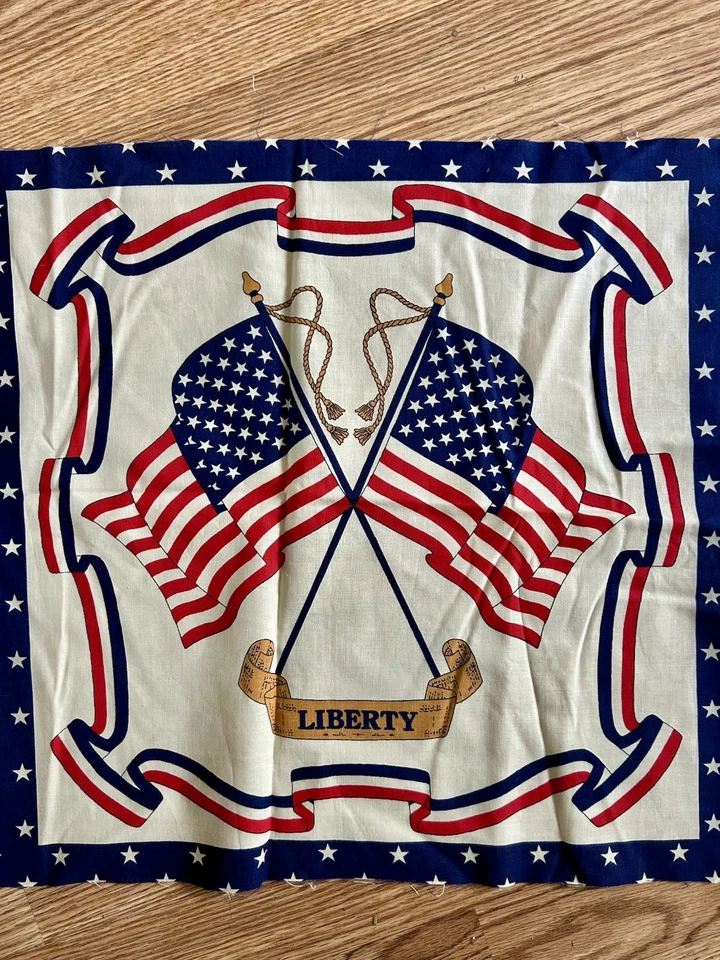 Tecido vintage bandeira americana liberdade painel travesseiro tecido tradições algodão 22" - Imagem 2 de 2