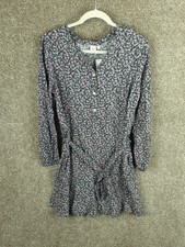 Gap Long Sleeve Floral Dress Womens M Green Pink Belted Rayon Career Casual NWT