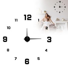 Wanduhr Groß Deko 3D Design Spiegel Wand Uhr Wandtattoo Stylisch Wohnzimmer DIY
