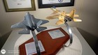 Vintage Plastic Boeing F-35A and F-15C Model Airplanes With Metal Stand On Wood — photo 7