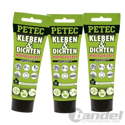 3x 80ml PETEC KLEBEN- UND DICHTEN ECOLINE MONTAGEKLEBER SCHWARZ