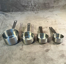 Stainless Steel Measuring Cup Set 4pc Silver Nesting Marked Pour Spout 1-1/4