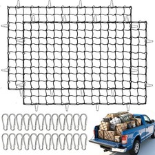 2 Pack Cargo Net for Pickup Truck Bed, 4' x 6' Heavy Duty Bungee Mesh, Simple